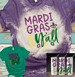 Mardi Gras Let the Shenanigans begin Distressed Bleached Tees / DTF Shirts