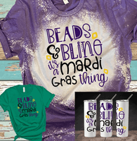 Mardi Gras Let the Shenanigans begin Distressed Bleached Tees / DTF Shirts