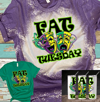 3 Mardi Gras Hearts New Orleans Distressed Bleached Tees / DTF Shirts