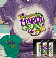 Mardi Gras Let the Shenanigans begin Distressed Bleached Tees / DTF Shirts