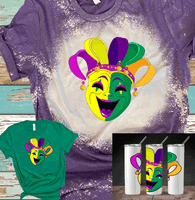 3 Mardi Gras Hearts New Orleans Distressed Bleached Tees / DTF Shirts