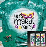 3 Mardi Gras Hearts New Orleans Distressed Bleached Tees / DTF Shirts