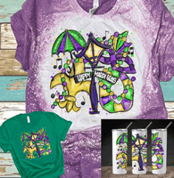 Mardi Gras Let the Shenanigans begin Distressed Bleached Tees / DTF Shirts