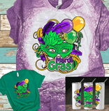 3 Mardi Gras Hearts New Orleans Distressed Bleached Tees / DTF Shirts