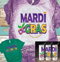 3 Mardi Gras Hearts New Orleans Distressed Bleached Tees / DTF Shirts
