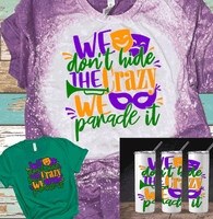 3 Mardi Gras Hearts New Orleans Distressed Bleached Tees / DTF Shirts