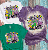 3 Mardi Gras Hearts New Orleans Distressed Bleached Tees / DTF Shirts