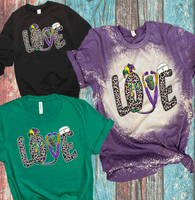 3 Mardi Gras Hearts New Orleans Distressed Bleached Tees / DTF Shirts