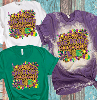 3 Mardi Gras Hearts New Orleans Distressed Bleached Tees / DTF Shirts