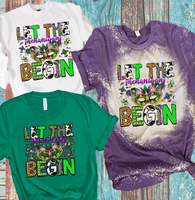 Mardi Gras Let the Shenanigans begin Distressed Bleached Tees / DTF Shirts