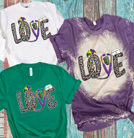 3 Mardi Gras Hearts New Orleans Distressed Bleached Tees / DTF Shirts