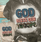 4th of July Distressed Tees Vintage Bleached Bella Canvas Shirts God Bless our Troops Camo