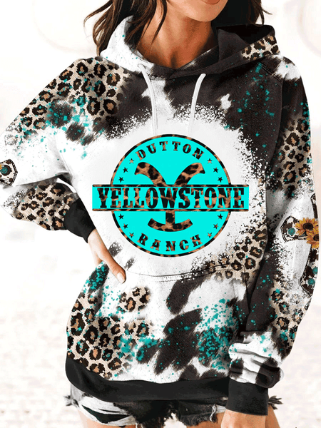 Yellowstone Dutton Ranch inspired Leopard Cow print Hoodie sweatshirt