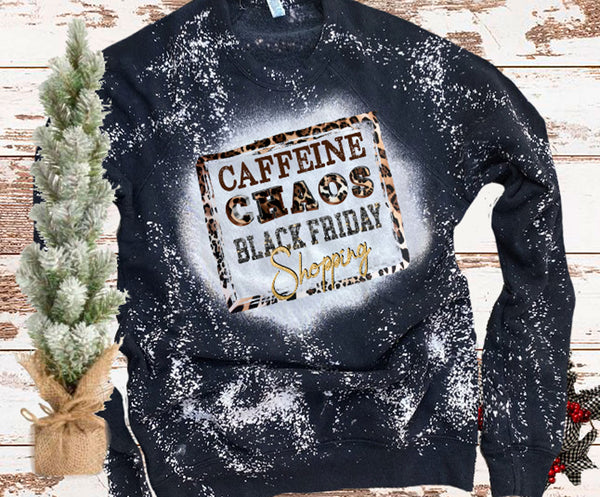 Black Friday Distressed Shirts Vintage Bleached Caffeine Chaos Black Friday Shopping