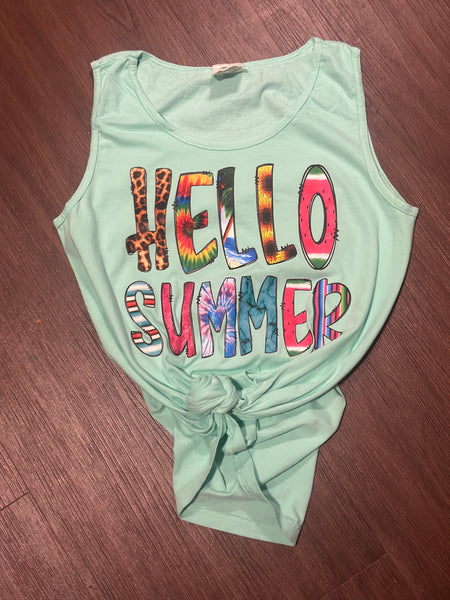 Hello Summer Lake Summer Tank tops Comfort Color